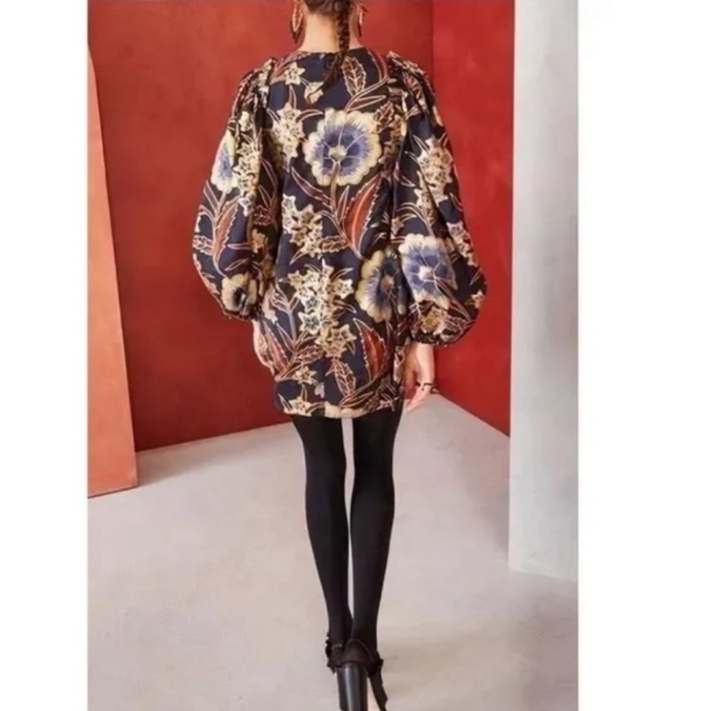 Ulla Johnson Floral Mini Dress - Navy and Gold - Picture 15 of 16